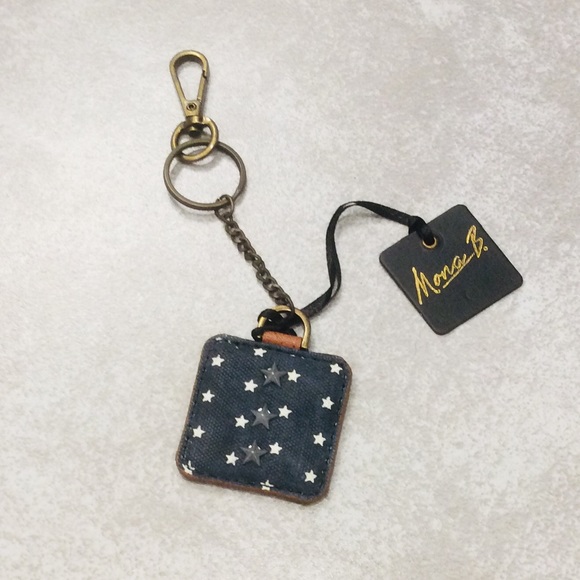 Mona B Upcycled Canvas & Leather Cadet Key Fob - Picture 1 of 3
